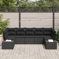 Produktbild för Trädgårdsoffset med lagring 7 pcs Svart Poly rattan