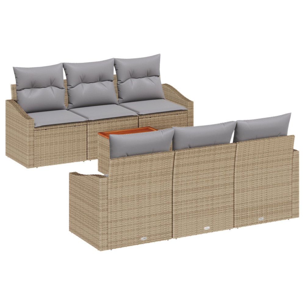 Produktbild för Trädgårdsoffset 7 pcs Beige och Ljusgrå konstrotting