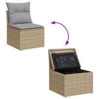 Produktbild för Trädgårdsoffset 7 pcs Beige och Ljusgrå konstrotting