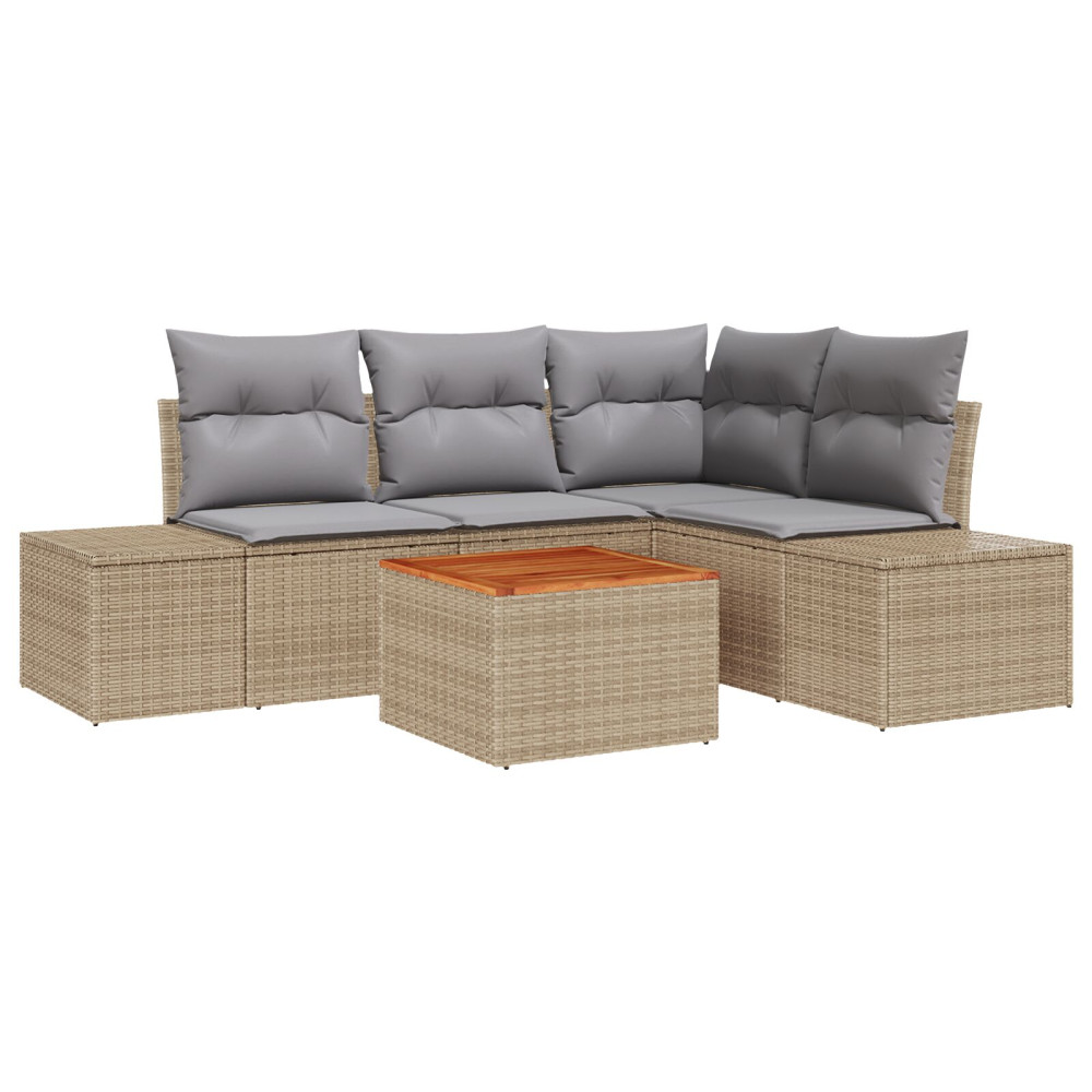 Produktbild för Trädgårdsoffset 5 pcs Beige och Ljusgrå konstrotting