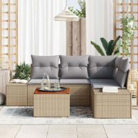 Produktbild för Trädgårdsoffset 5 pcs Beige och Ljusgrå konstrotting