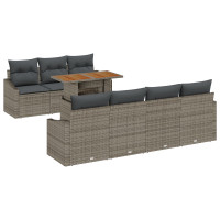 Produktbild för Trädgårdsoffset med lagring 8 pcs Grå Poly rattan