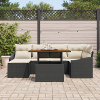 Produktbild för Trädgårdsoffset med lagring 7 pcs Svart Poly rattan