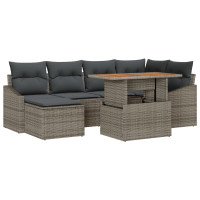 Produktbild för Trädgårdsoffset med lagring 7 pcs Grå Poly rattan