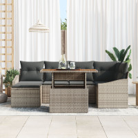 Produktbild för Trädgårdsoffset med lagring 7 pcs Grå Poly rattan
