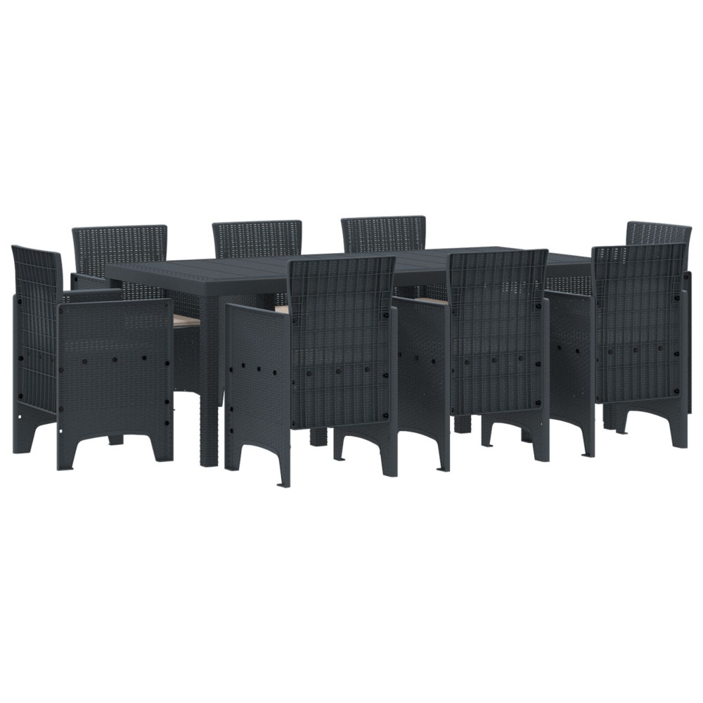 Produktbild för Trädgårdsmöbelset 9 pcs Antracit Polypropylen
