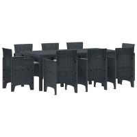 Produktbild för Trädgårdsmöbelset 9 pcs Antracit Polypropylen