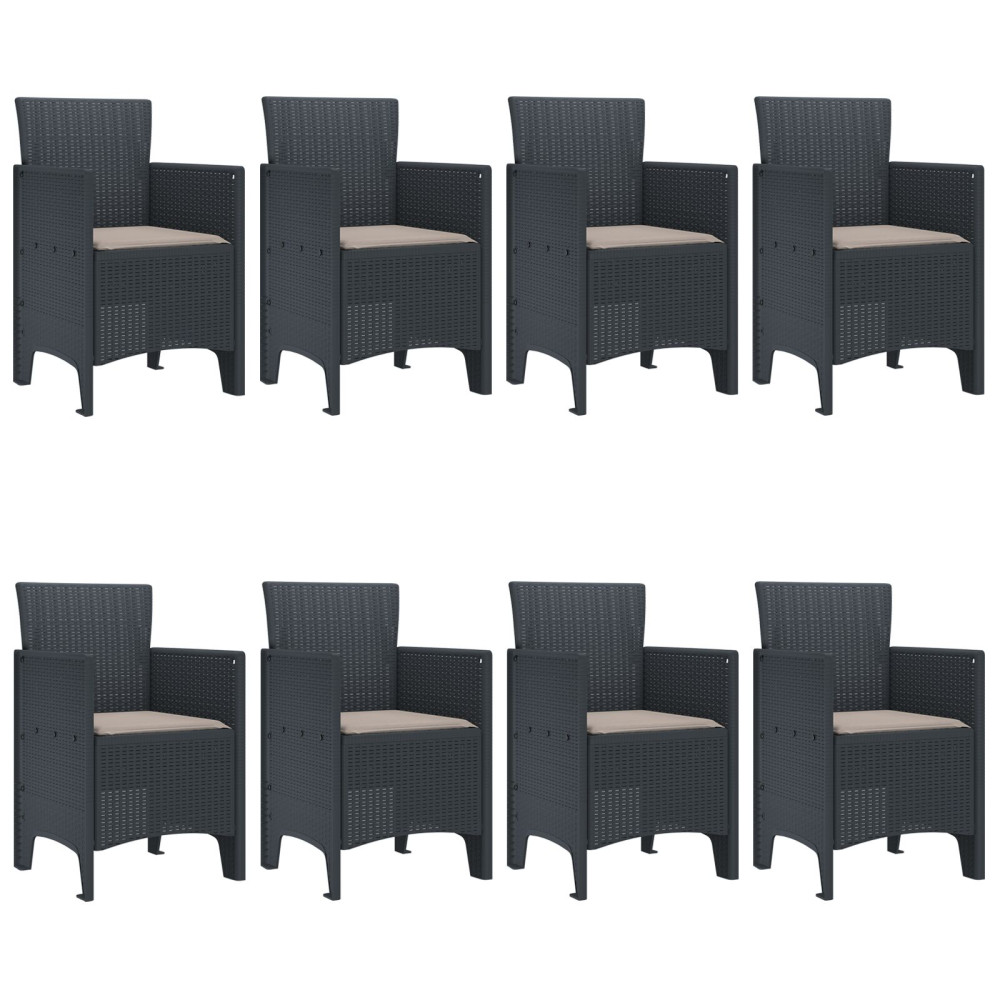 Produktbild för Trädgårdsmöbelset 9 pcs Antracit Polypropylen
