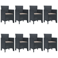Produktbild för Trädgårdsmöbelset 9 pcs Antracit Polypropylen