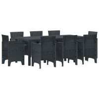 Produktbild för Trädgårdsmöbelset 9 pcs Antracit Polypropylen