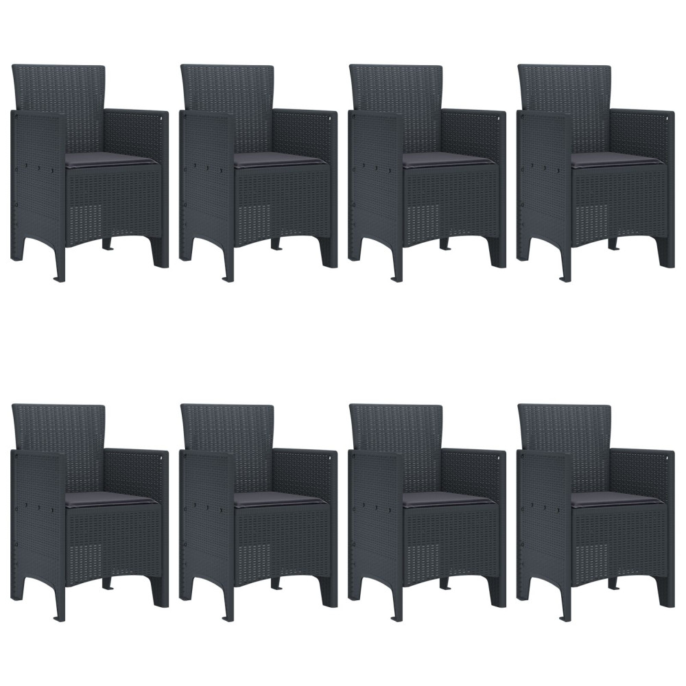 Produktbild för Trädgårdsmöbelset 9 pcs Antracit Polypropylen