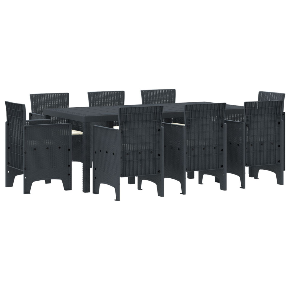 Produktbild för Trädgårdsmöbelset 9 pcs Antracit Polypropylen