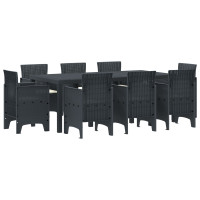 Produktbild för Trädgårdsmöbelset 9 pcs Antracit Polypropylen