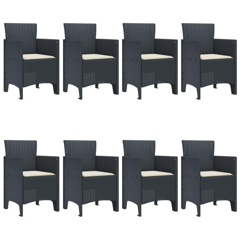 Produktbild för Trädgårdsmöbelset 9 pcs Antracit Polypropylen