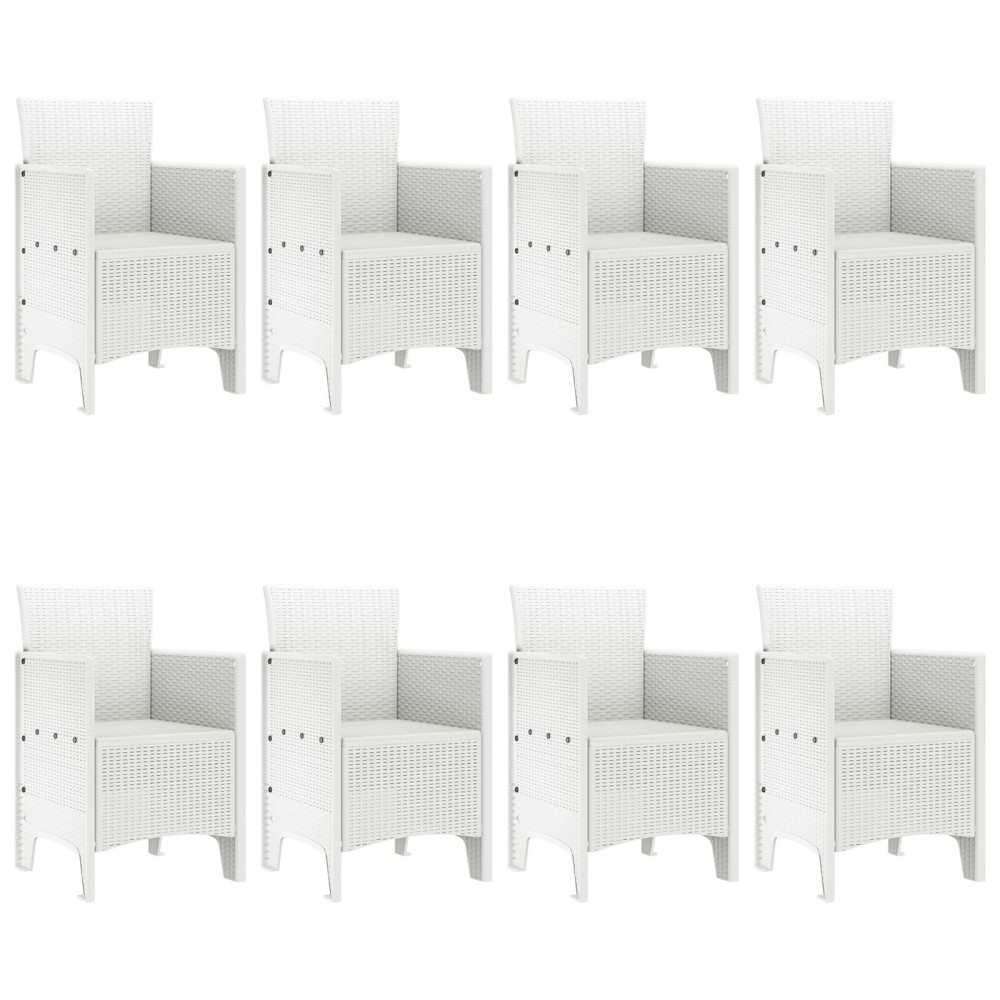 Produktbild för Trädgårdsmöbelset 9 pcs Vit Polypropylen