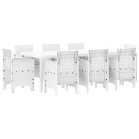 Produktbild för Trädgårdsmöbelset 9 pcs Vit Polypropylen