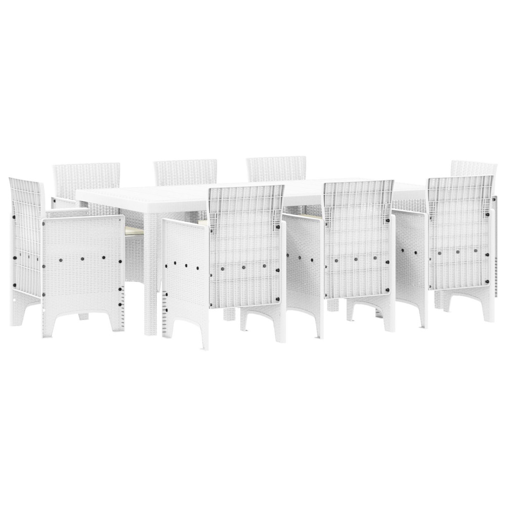 Produktbild för Trädgårdsmöbelset 9 pcs Vit Polypropylen