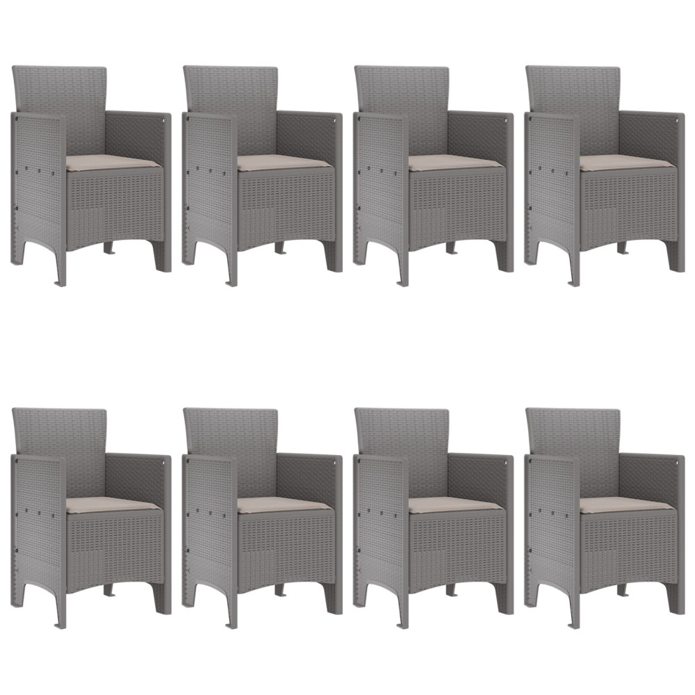 Produktbild för Trädgårdsmöbelset 9 pcs Ljusgrå Polypropylen