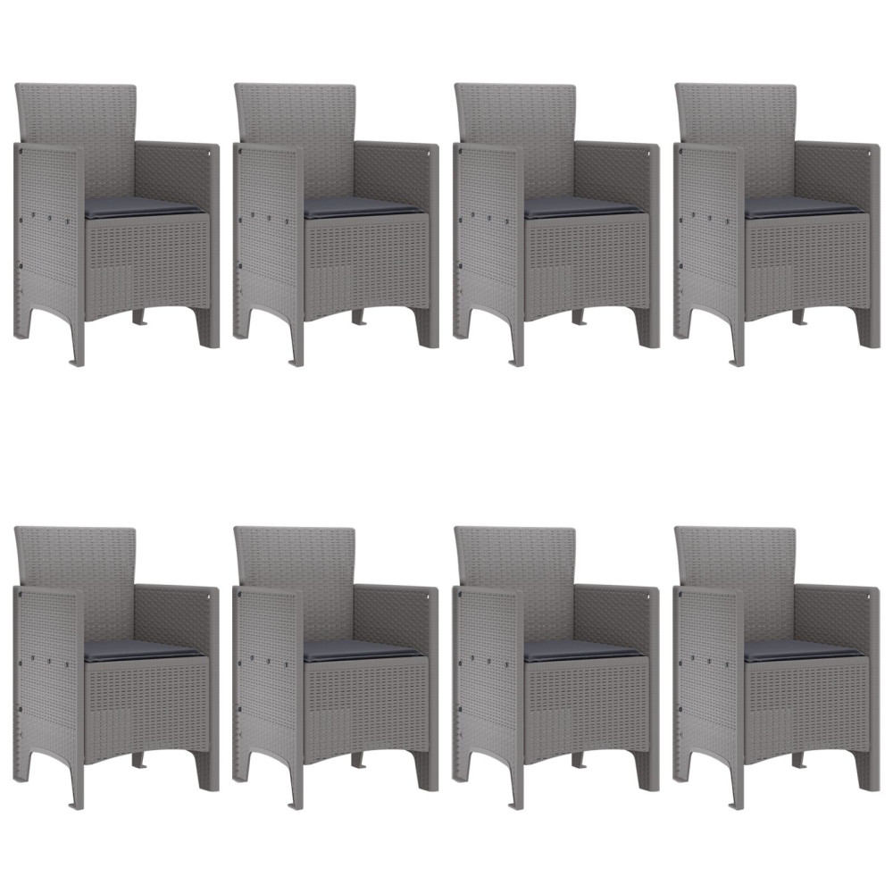 Produktbild för Trädgårdsmöbelset 9 pcs Ljusgrå Polypropylen