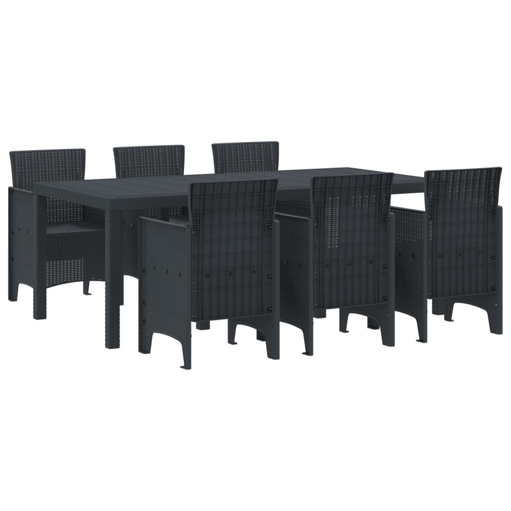 Produktbild för Trädgårdsmöbelset 7 pcs Antracit Polypropylen