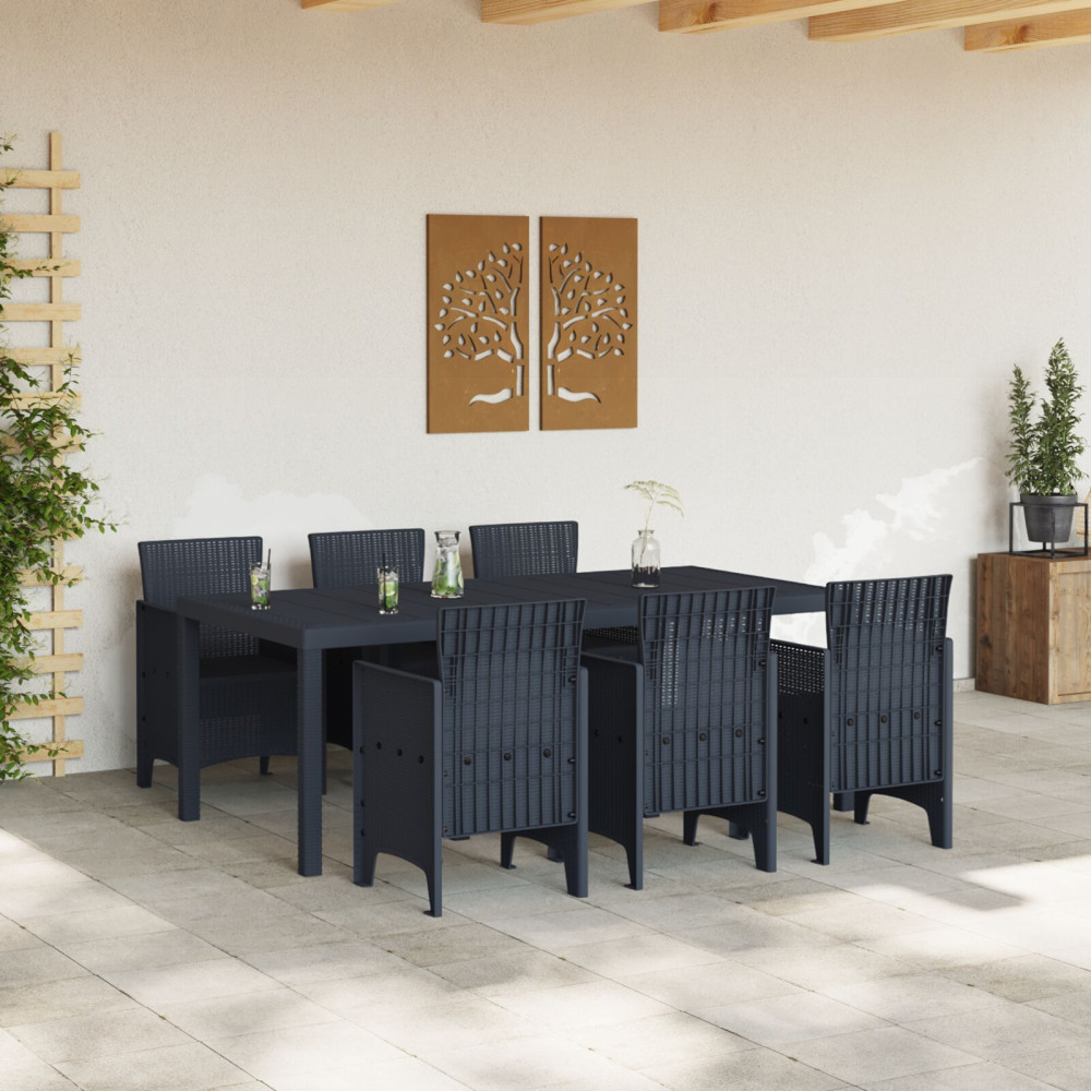 Produktbild för Trädgårdsmöbelset 7 pcs Antracit Polypropylen