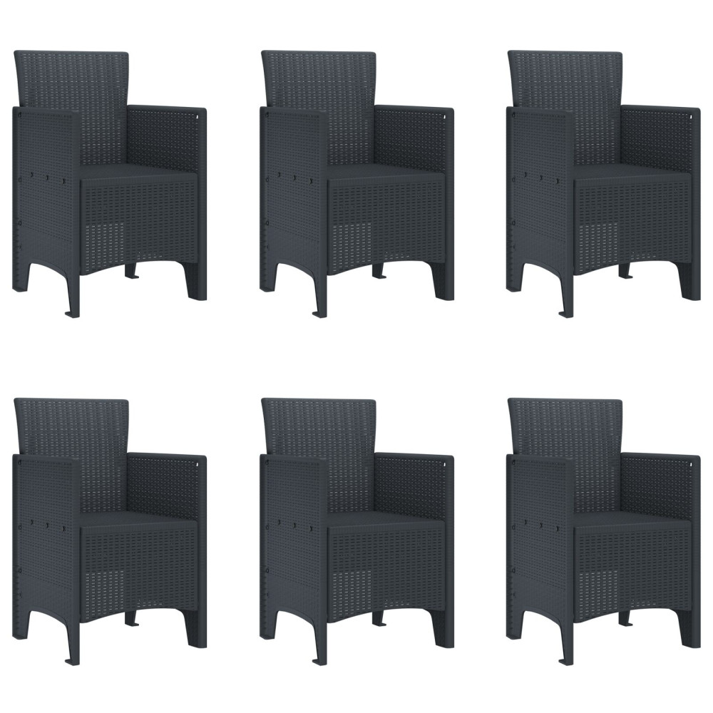 Produktbild för Trädgårdsmöbelset 7 pcs Antracit Polypropylen