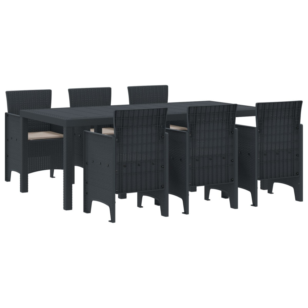 Produktbild för Trädgårdsmöbelset 7 pcs Antracit Polypropylen