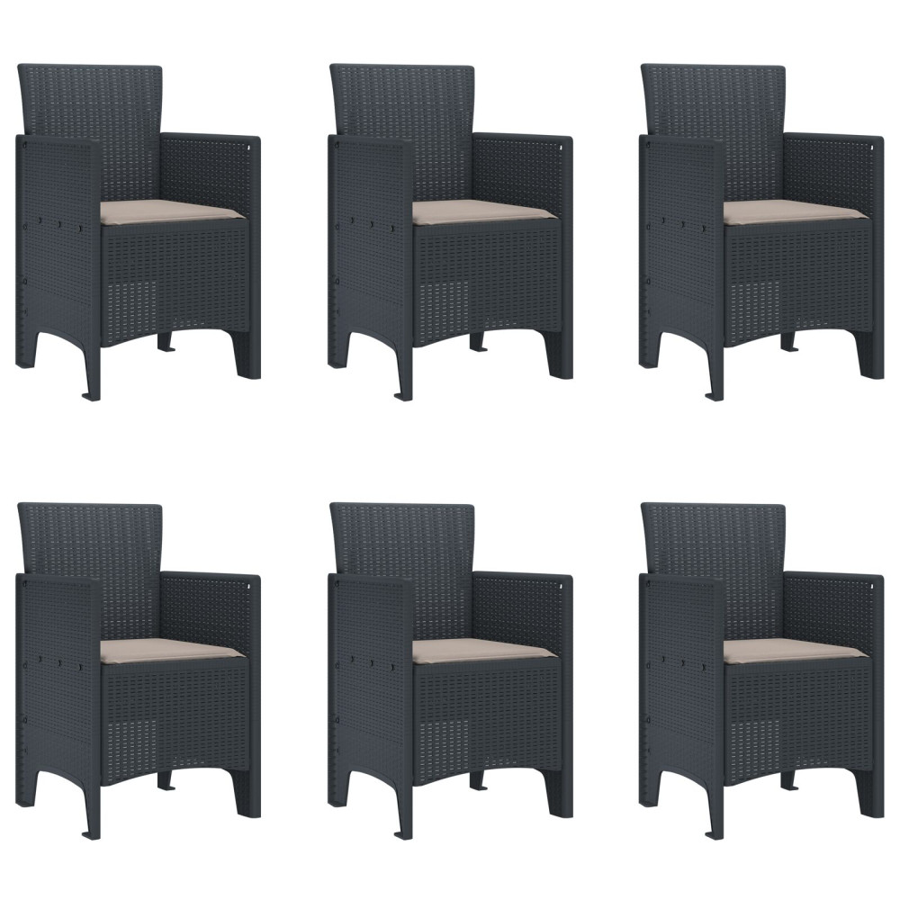 Produktbild för Trädgårdsmöbelset 7 pcs Antracit Polypropylen
