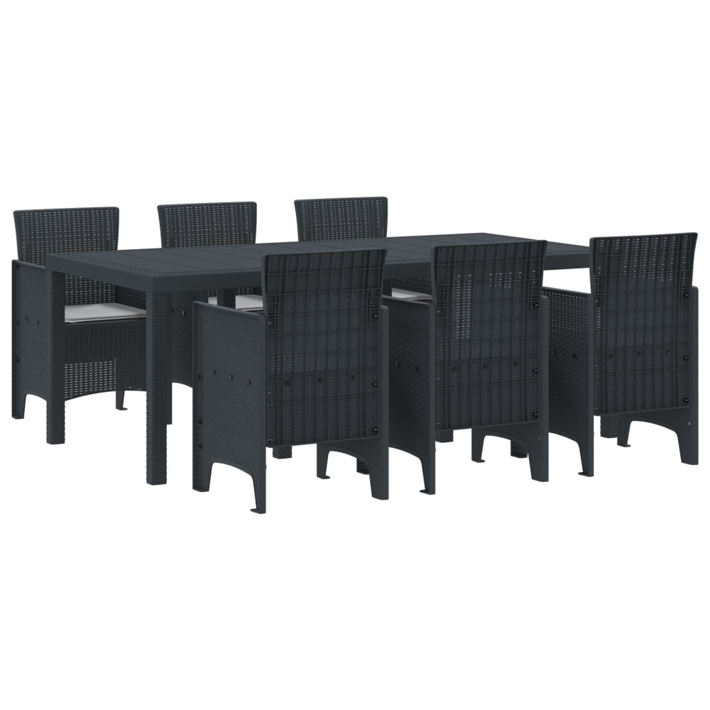 Produktbild för Trädgårdsmöbelset 7 pcs Antracit Polypropylen