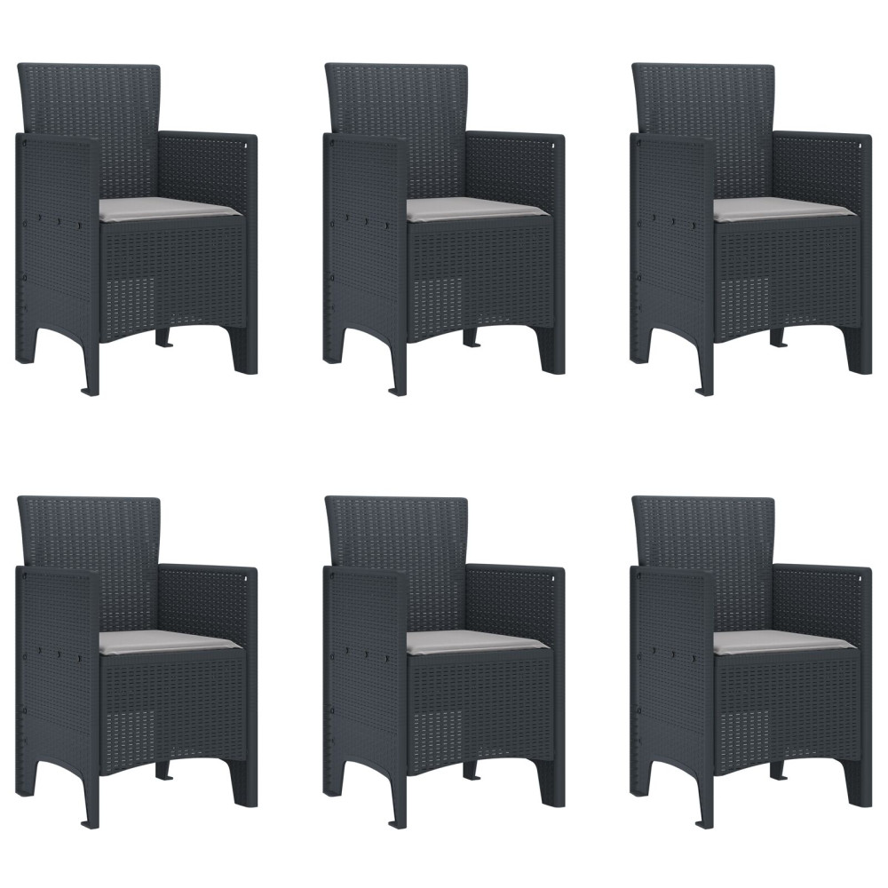 Produktbild för Trädgårdsmöbelset 7 pcs Antracit Polypropylen
