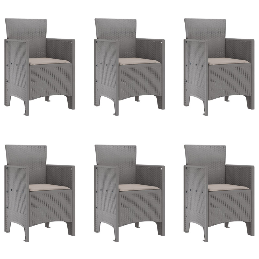 Produktbild för Trädgårdsmöbelset 7 pcs Ljusgrå Polypropylen