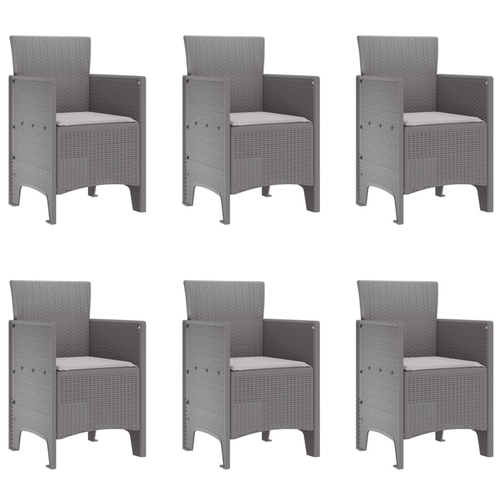 Produktbild för Trädgårdsmöbelset 7 pcs Ljusgrå Polypropylen