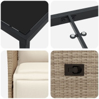 Produktbild för Trädgårdsmöbelset med kudde 3 pcs Beige konstrotting