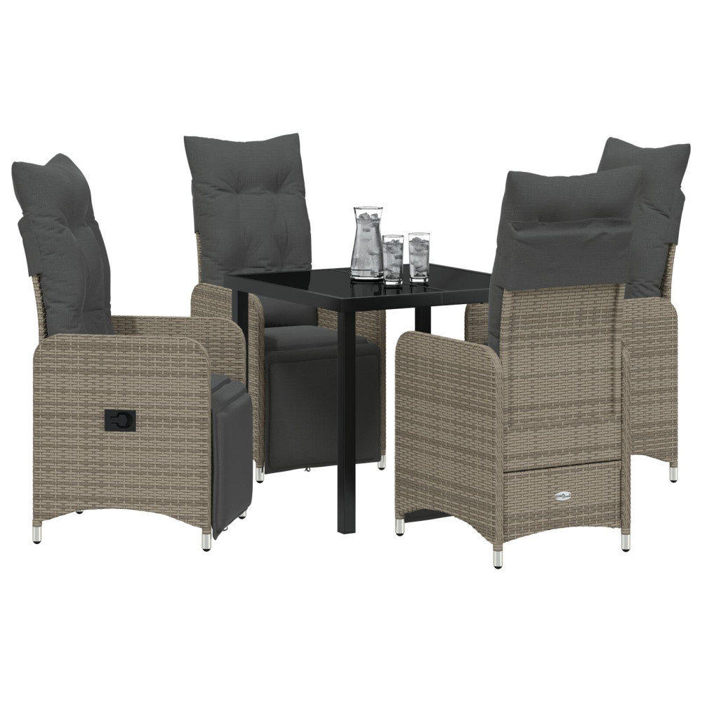 Produktbild för Trädgårdsmöbelset 5 pcs Beige konstrotting