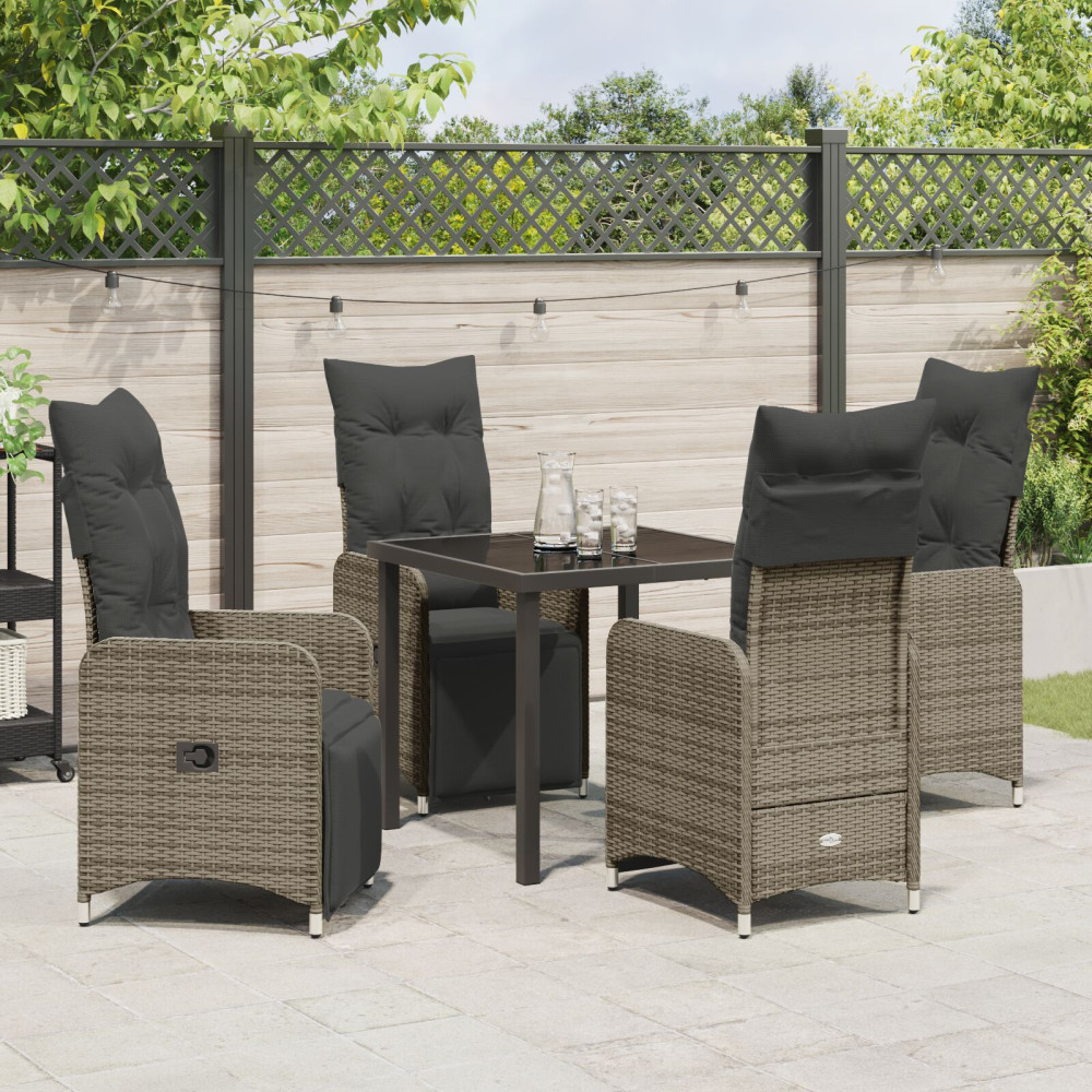 Produktbild för Trädgårdsmöbelset 5 pcs Beige konstrotting