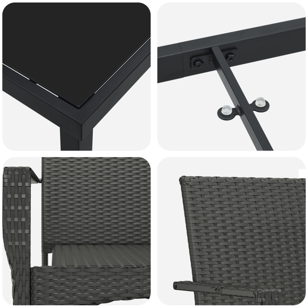 Produktbild för Trädgårdsmöbelset med kudde 5 pcs Svart konstrotting