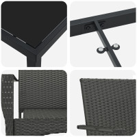 Produktbild för Trädgårdsmöbelset med kudde 5 pcs Svart konstrotting