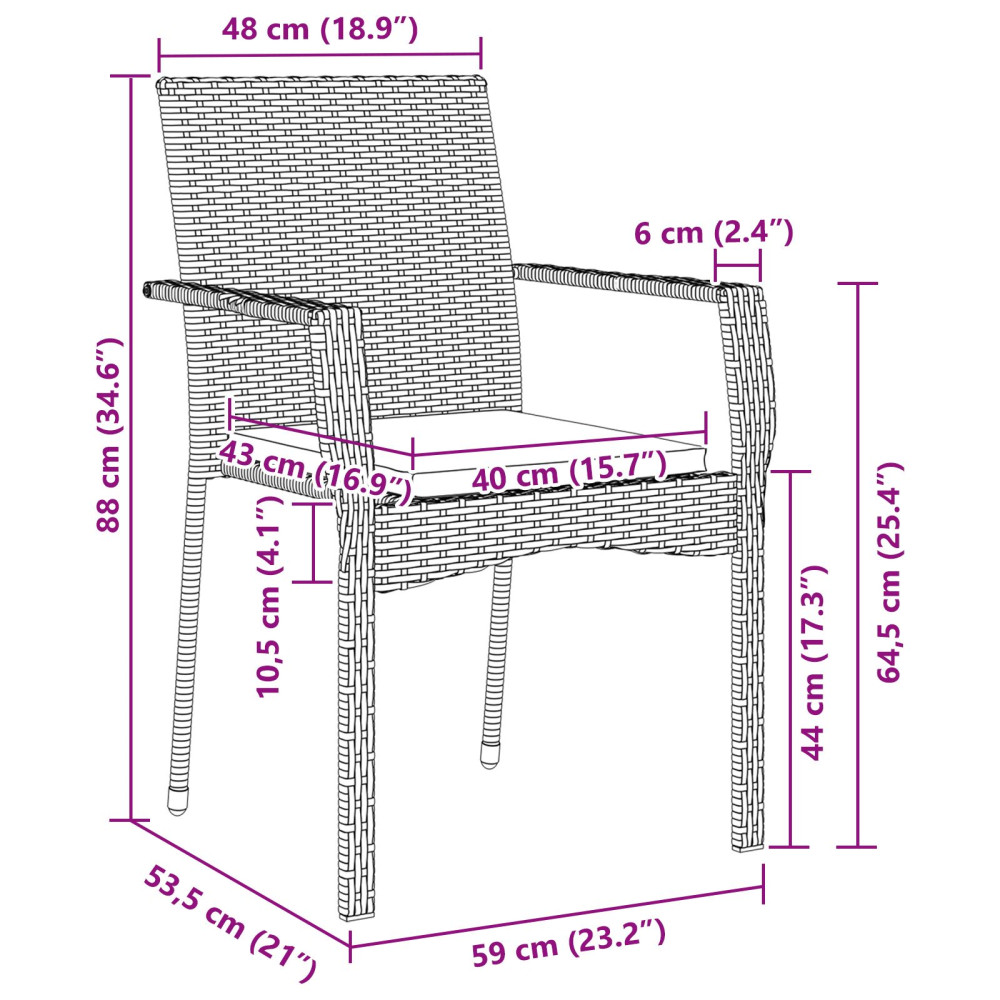 Produktbild för Trädgårdsmöbelset med kudde 5 pcs Svart konstrotting