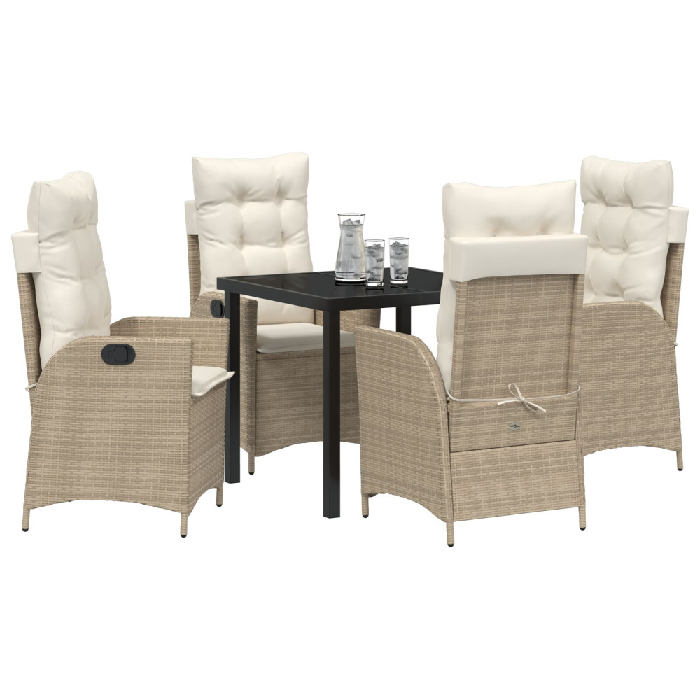 Produktbild för Trädgårdsmöbelset med kudde 5 pcs Beige konstrotting