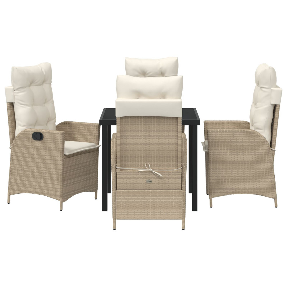 Produktbild för Trädgårdsmöbelset med kudde 5 pcs Beige konstrotting