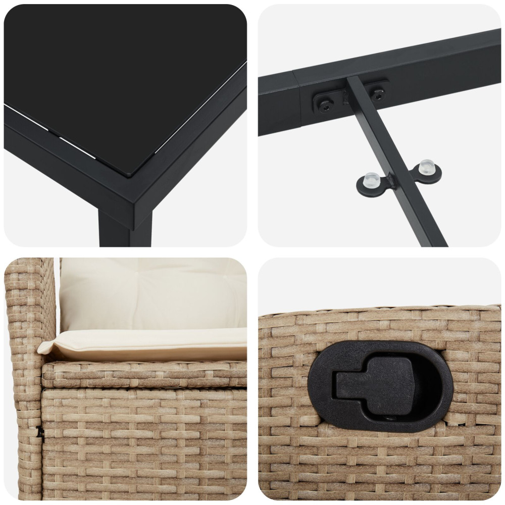 Produktbild för Trädgårdsmöbelset med kudde 5 pcs Beige konstrotting