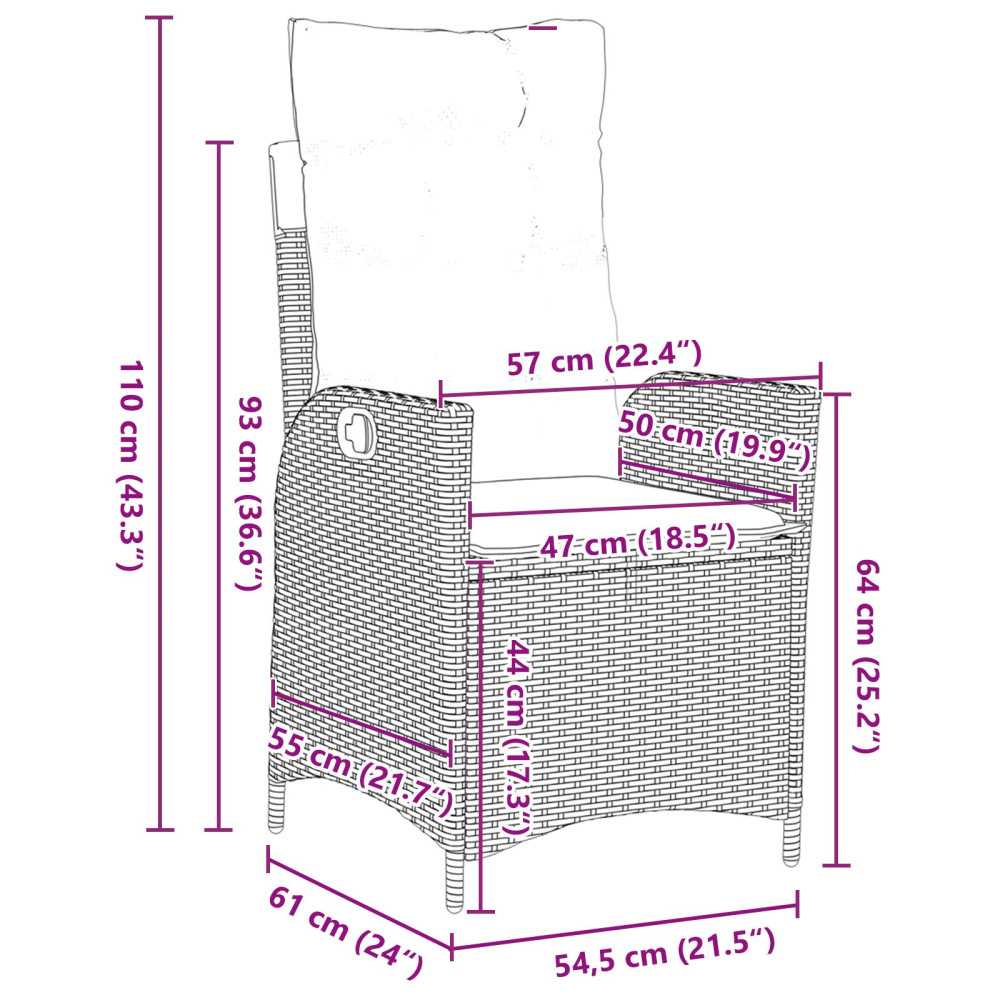 Produktbild för Trädgårdsmöbelset med kudde 5 pcs Beige konstrotting
