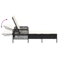 Produktbild för Solstol 3 pcs Svart och krämvit 55 x 200 x 92 cm konstrotting
