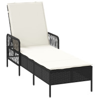 Produktbild för Solstol 3 pcs Svart och krämvit 55 x 200 x 92 cm konstrotting