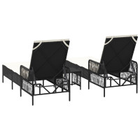 Produktbild för Solstol 3 pcs Svart och krämvit 55 x 200 x 92 cm konstrotting