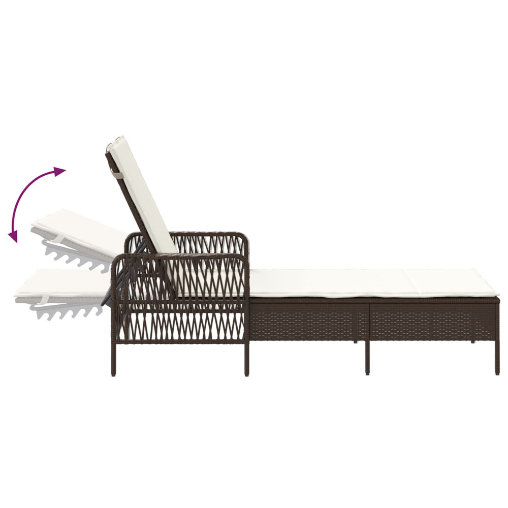 Produktbild för Solstol 3 pcs Brun och krämvit 200 x 55 x 92 cm konstrotting