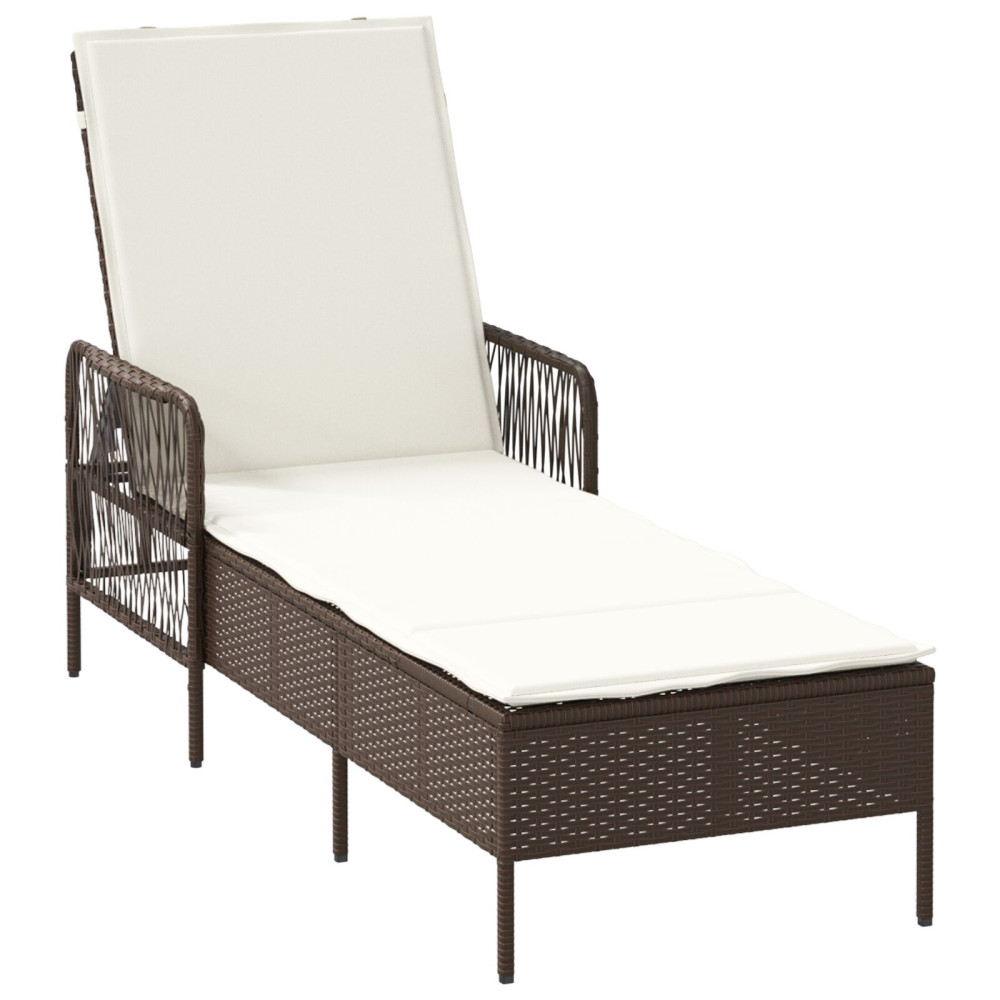 Produktbild för Solstol 3 pcs Brun och krämvit 200 x 55 x 92 cm konstrotting