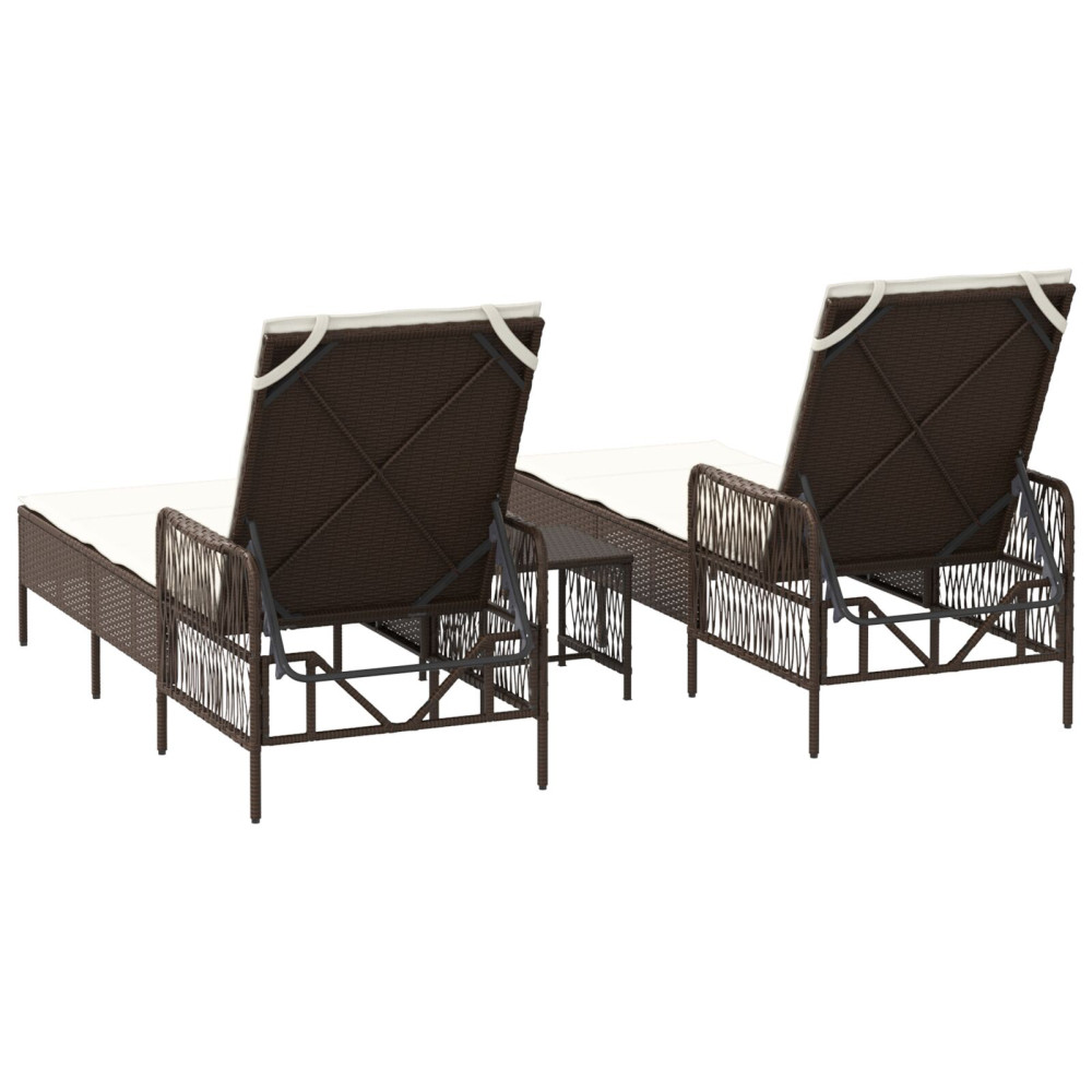 Produktbild för Solstol 3 pcs Brun och krämvit 200 x 55 x 92 cm konstrotting