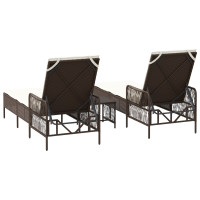 Produktbild för Solstol 3 pcs Brun och krämvit 200 x 55 x 92 cm konstrotting