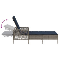 Produktbild för Solstol 3 pcs Grå och Marinblå 200 x 55 x 92 cm konstrotting